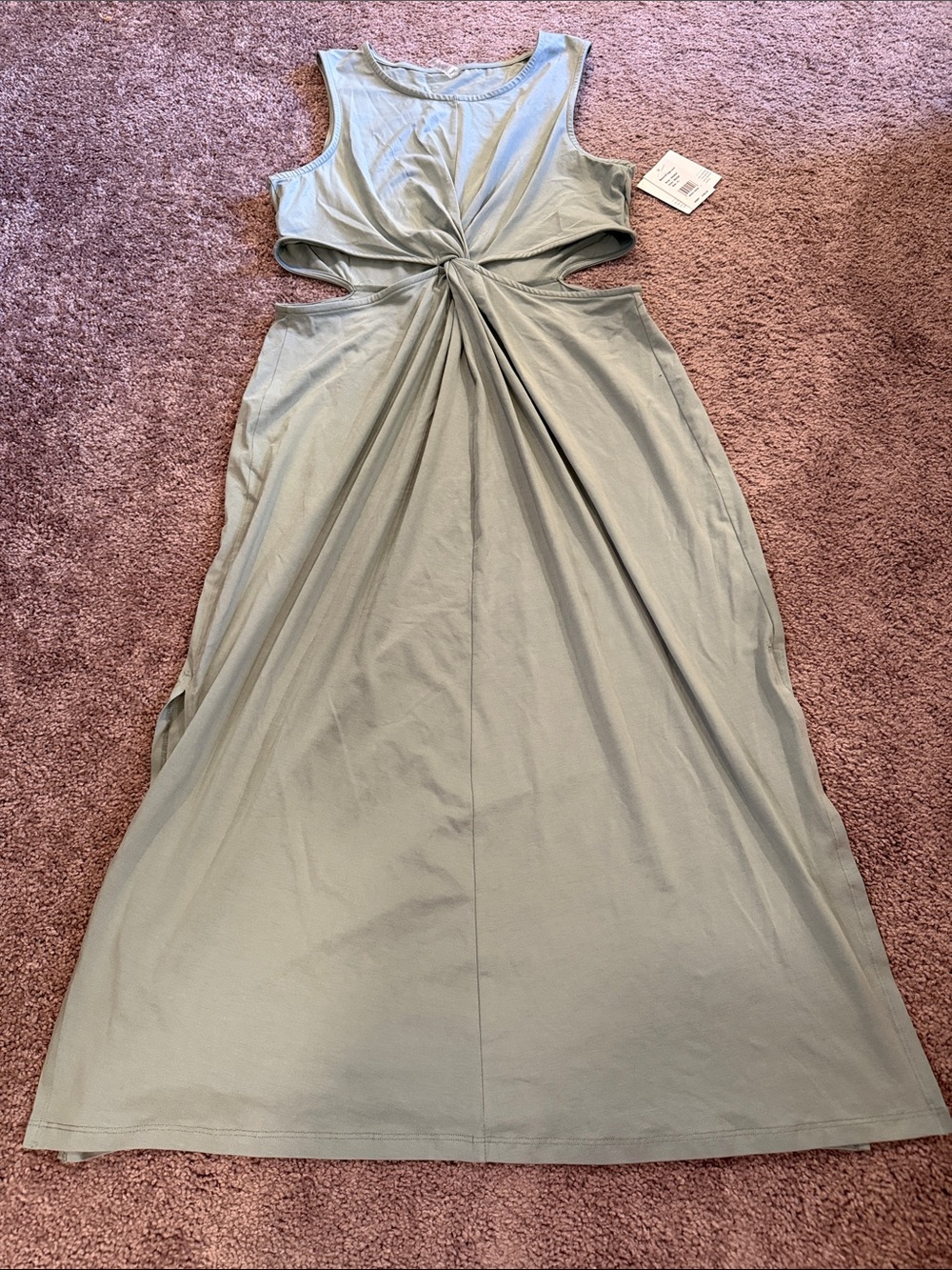 Beyond Yoga Sage Green Twisted Cutout Maxi Dress